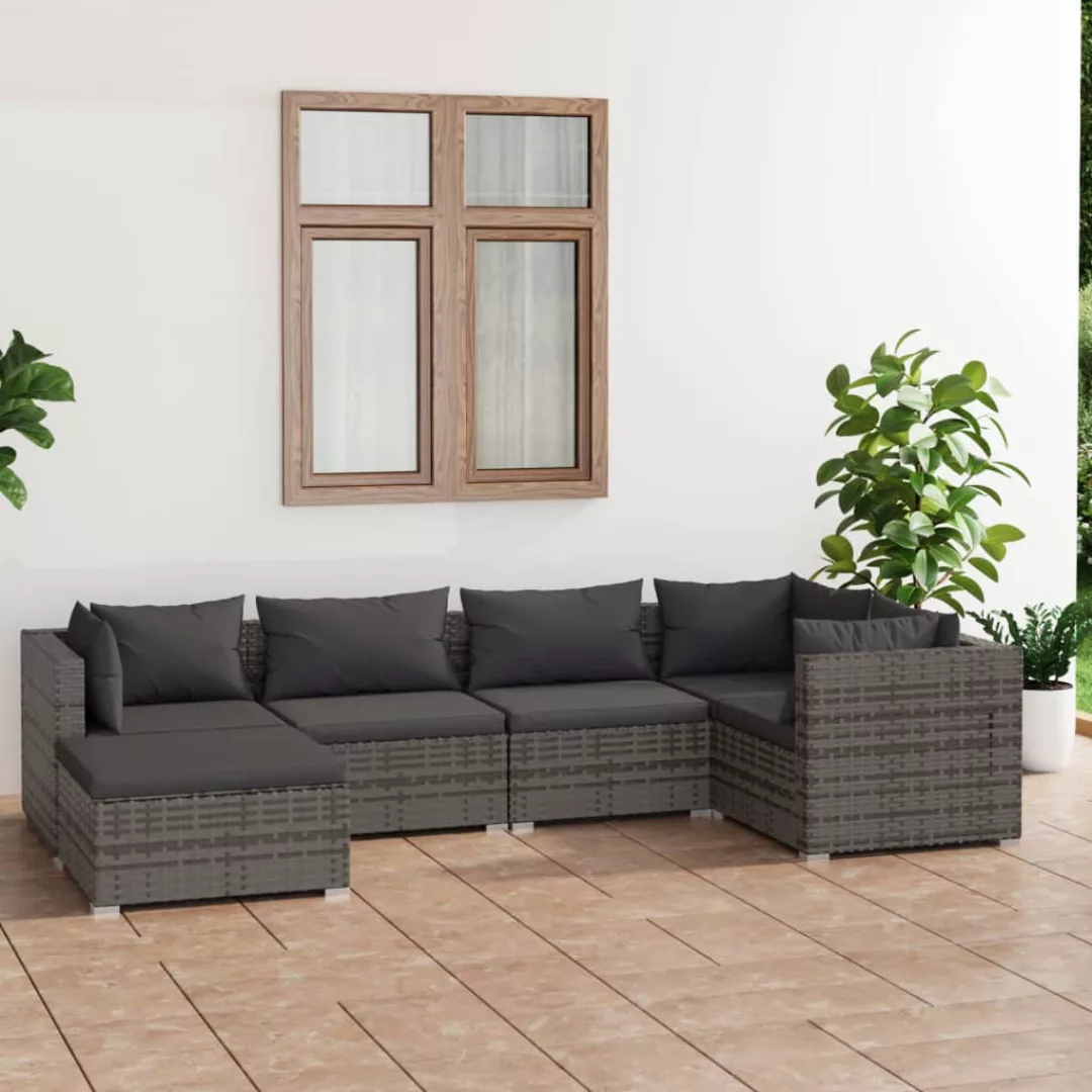 Vidaxl 6-tlg. Garten-lounge-set Mit Kissen Poly Rattan Grau günstig online kaufen