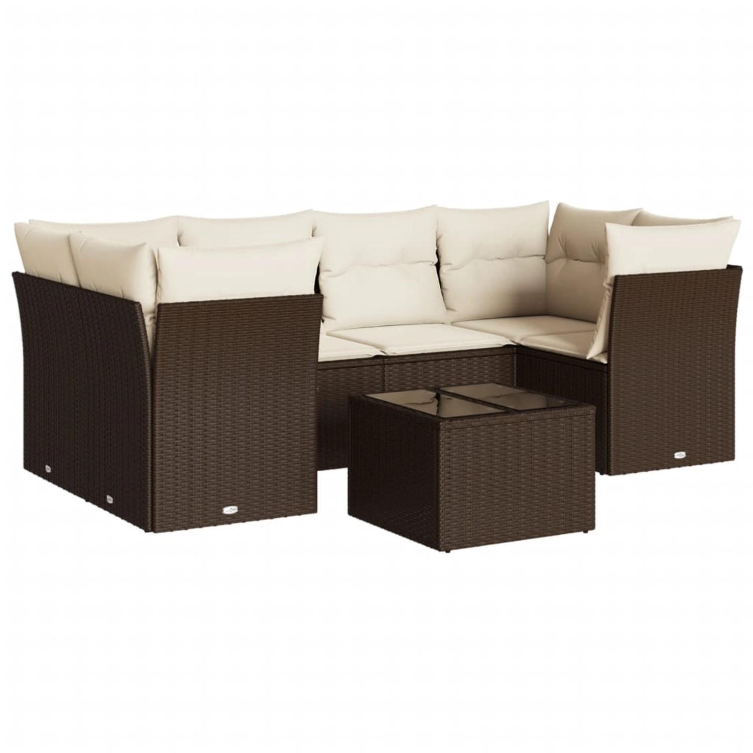 vidaXL 7-Tlg Garten-Sofagarnitur mit Kissen Braun Poly Rattan 3217273 günstig online kaufen