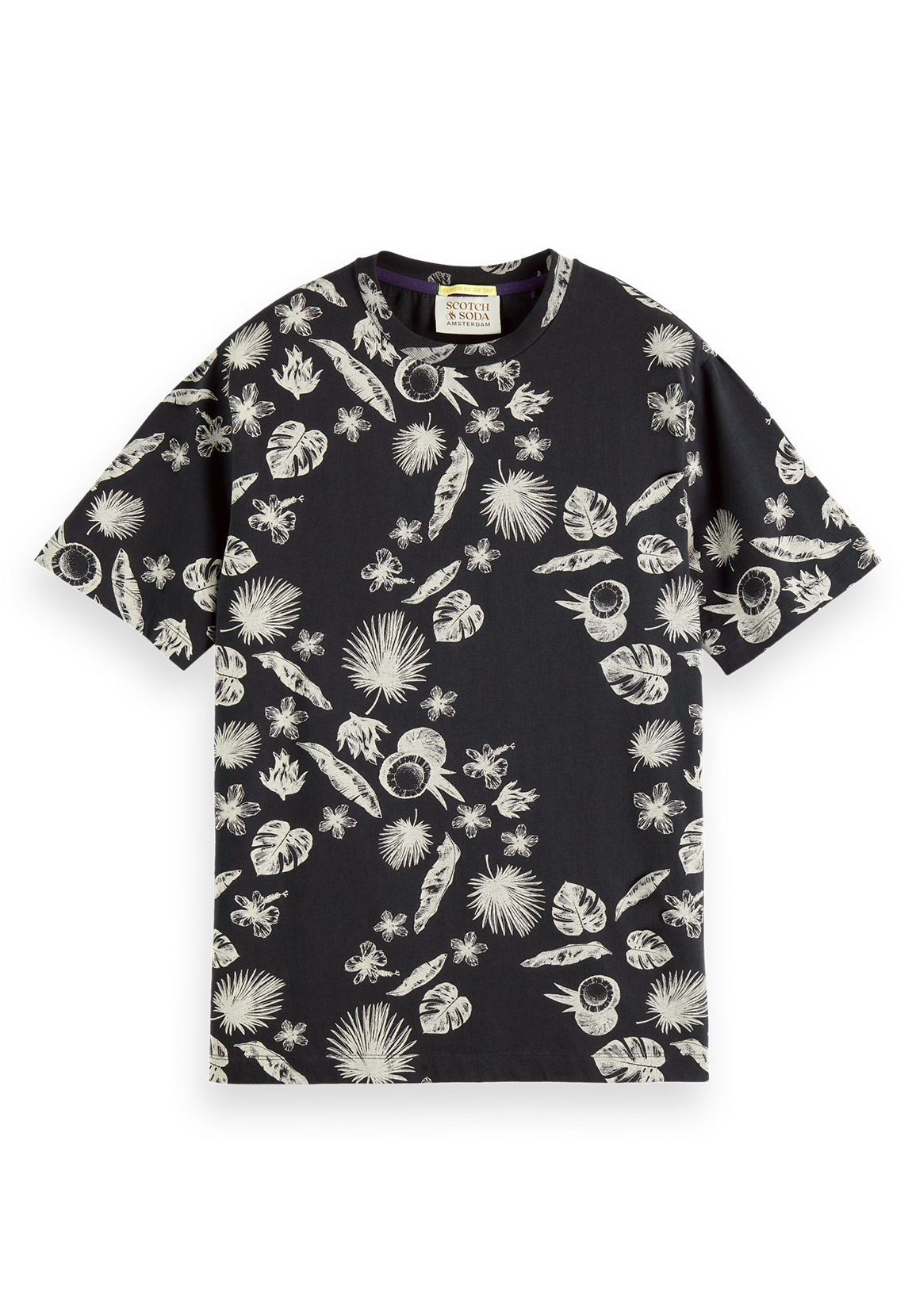 Scotch & Soda Herren T-Shirt PRINTED CREWNECK T-SHIRT 166058 Schwarz günstig online kaufen