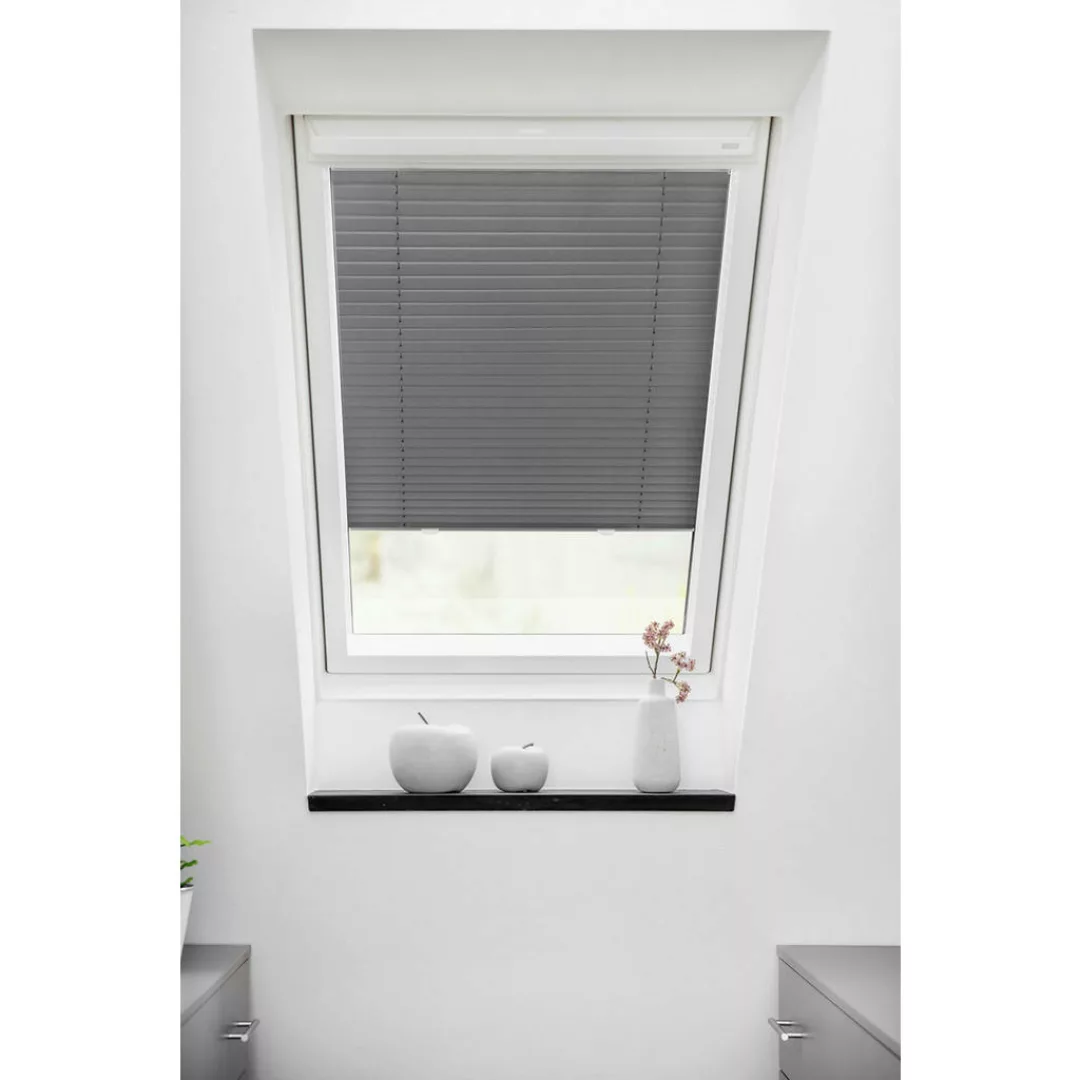 Lichtblick Dachfenster Plissee Easyfix ohne Bohren Grau 47,3 cm x 100 cm günstig online kaufen