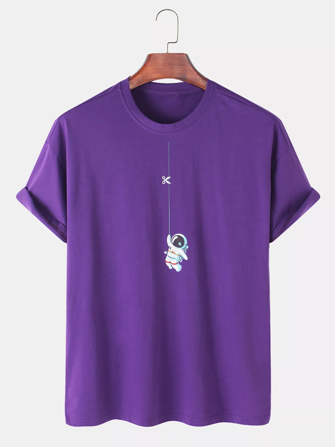 Herren Astronaut aus 100% Baumwolle Bedruckte Rundhals-T-Shirts mit rundem günstig online kaufen