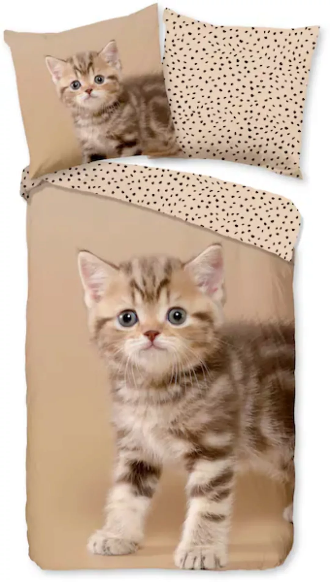 good morning Kinderbettwäsche »Stripe kitty«, (2 tlg.), 100% Baumwolle/ Fla günstig online kaufen
