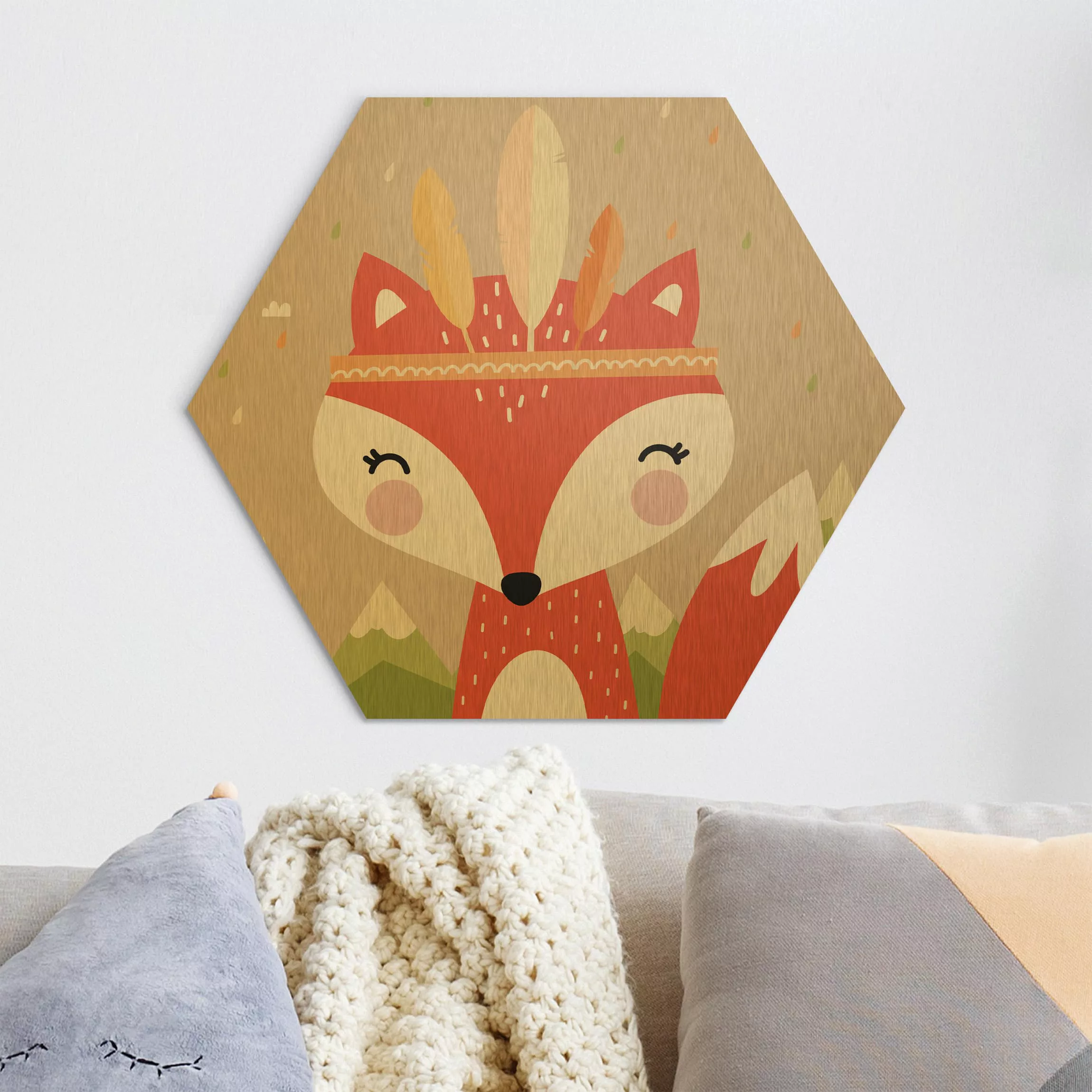 Hexagon-Alu-Dibond Bild Tiere Indianerfuchs günstig online kaufen