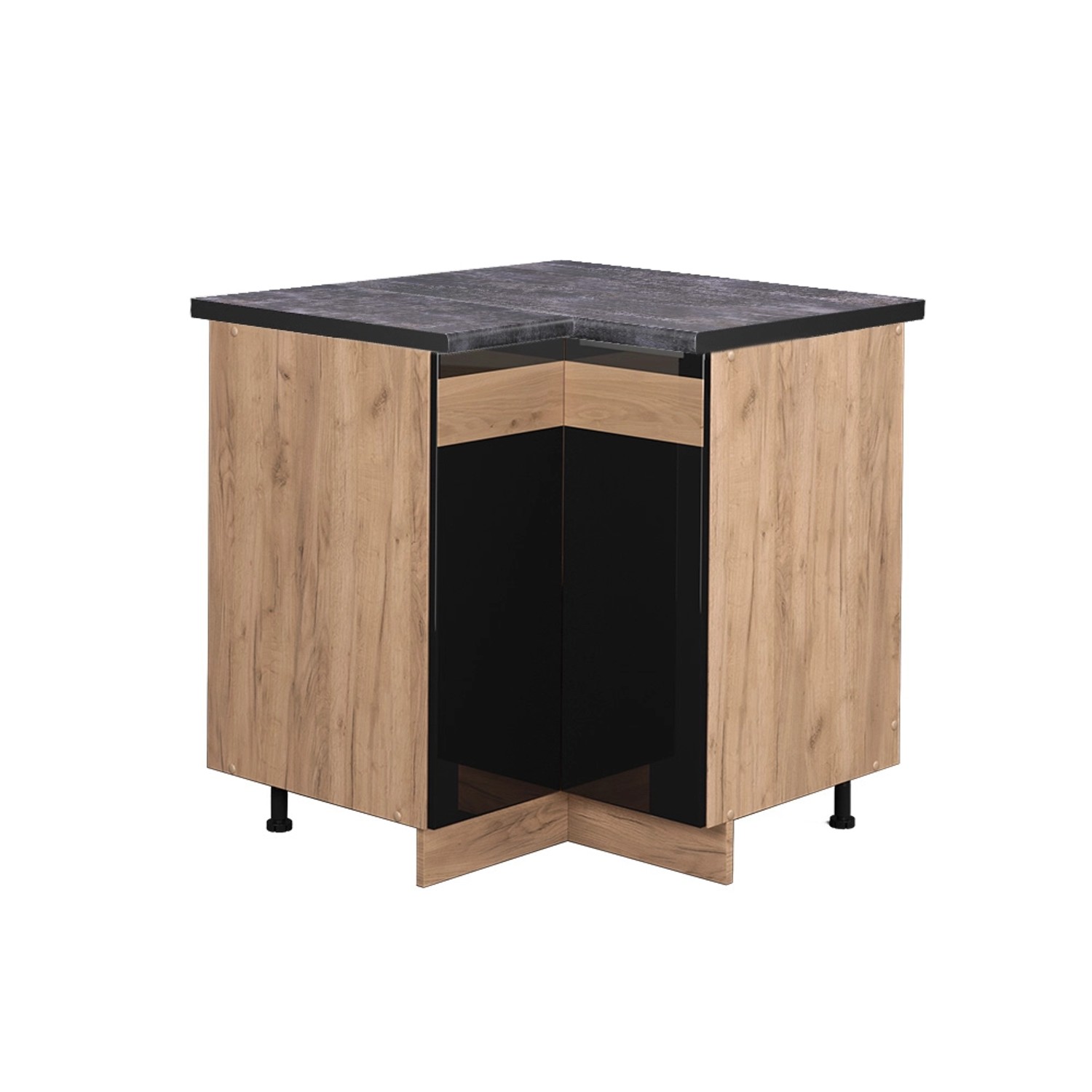Vicco Eckunterschrank Fame-Line, Schwarz Eiche hochglanz/Goldkraft günstig online kaufen