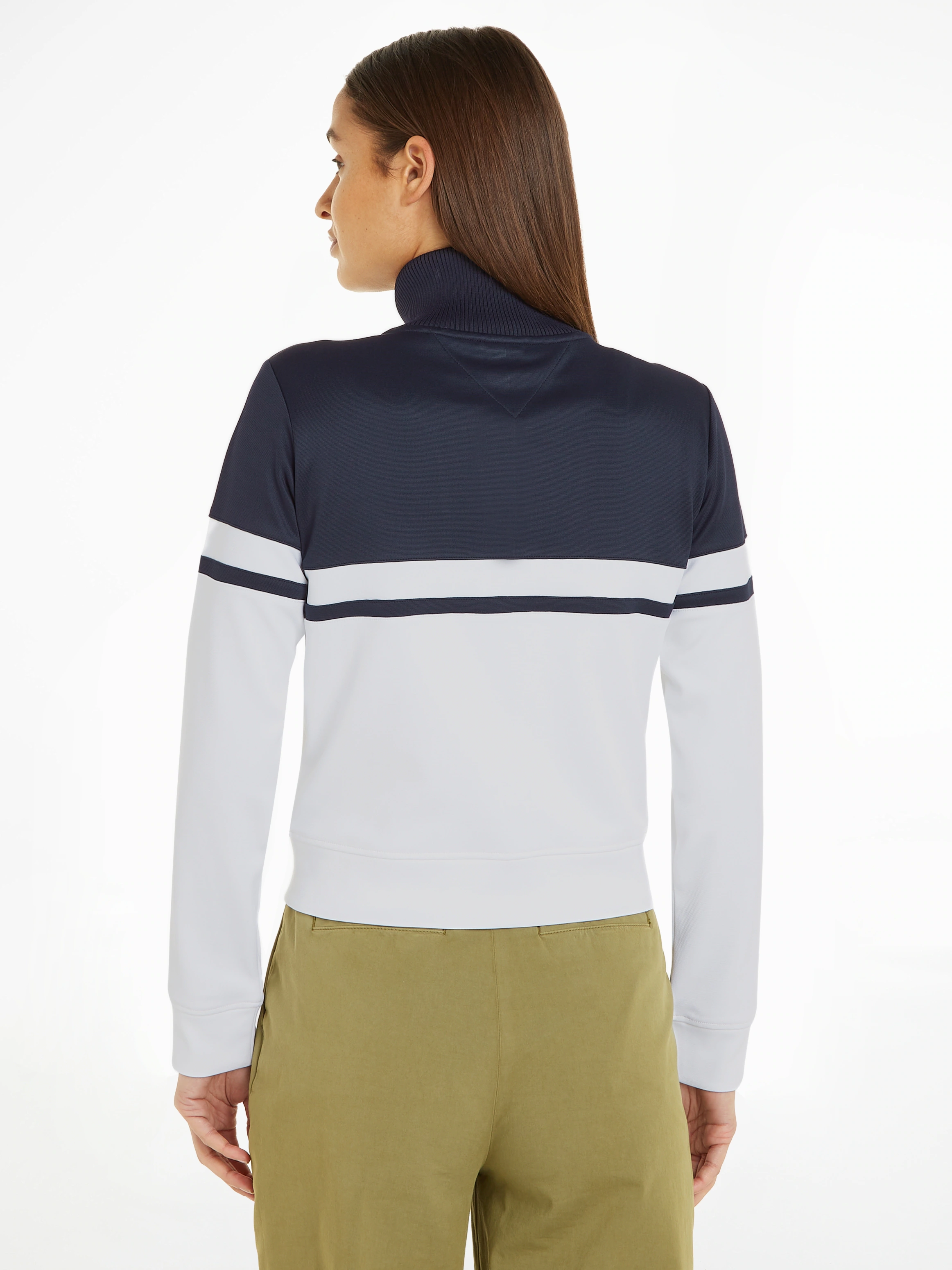 Tommy Hilfiger Sweatjacke "BLOCKED STRIPE REG ZIPTHRU HWK", mit Logosticker günstig online kaufen