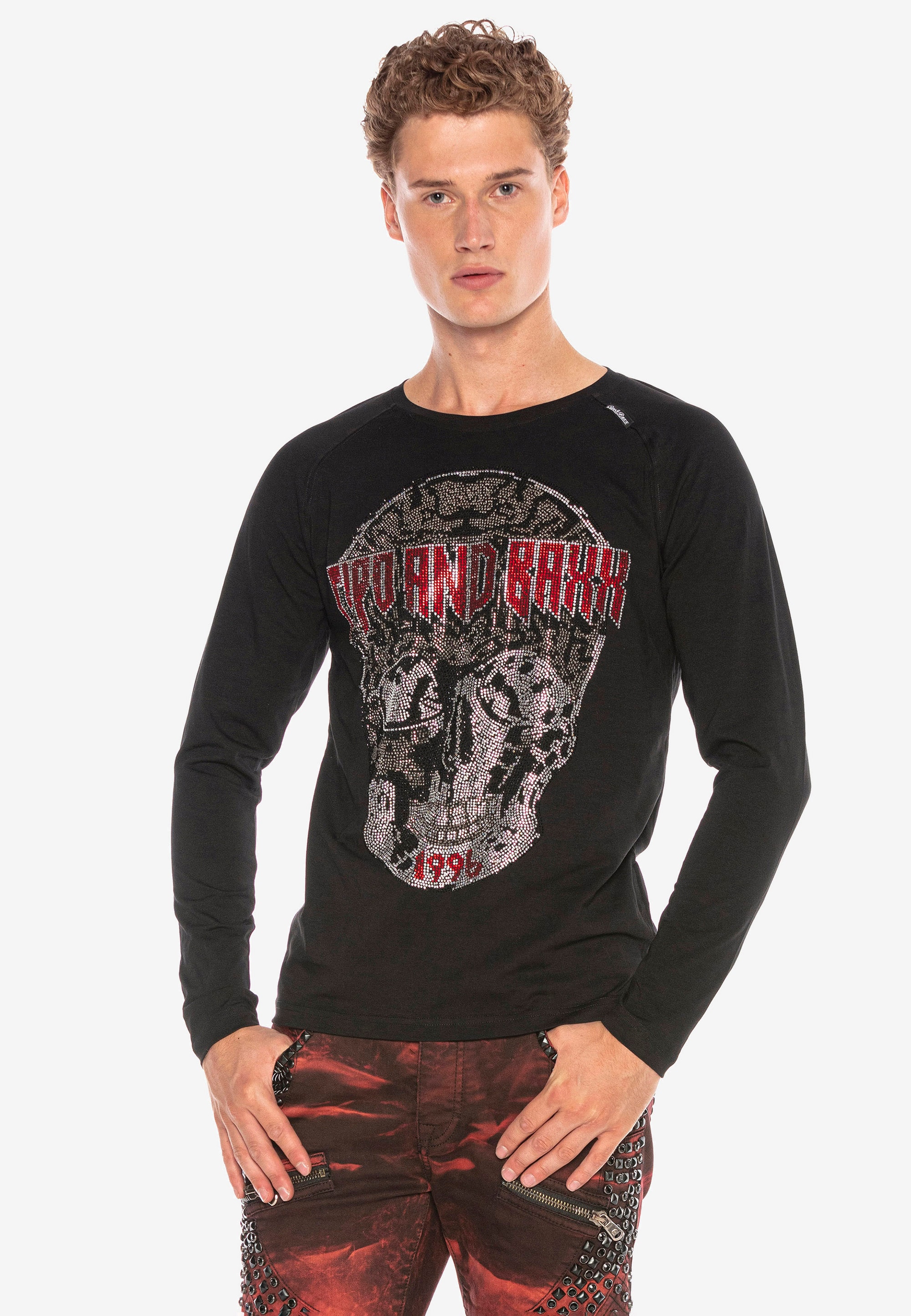 Cipo & Baxx Langarmshirt, mit stylischem Totenkopf-Motiv günstig online kaufen