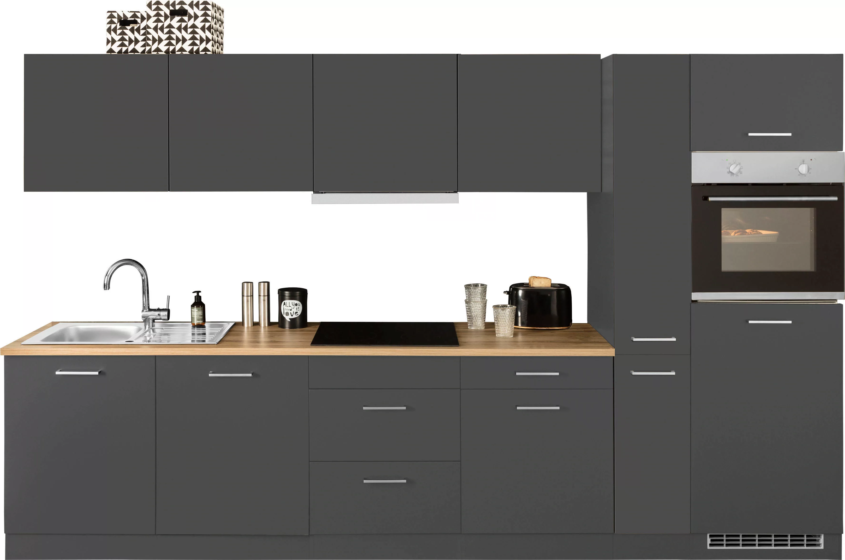 HELD MÖBEL Küchenzeile "Kehl", mit E-Geräten, Breite 330 cm, inkl. Kühlschr günstig online kaufen