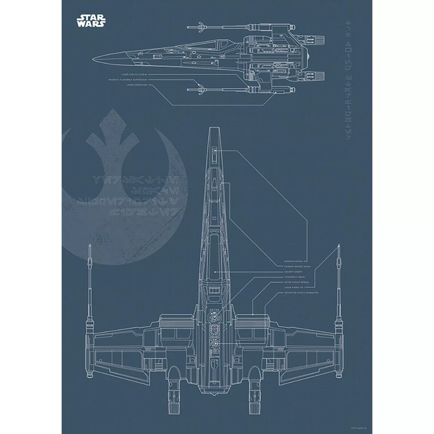 Komar Bild "Star Wars Blueprint X-Wing", Star Wars, (1 St.), Wandbild zur D günstig online kaufen