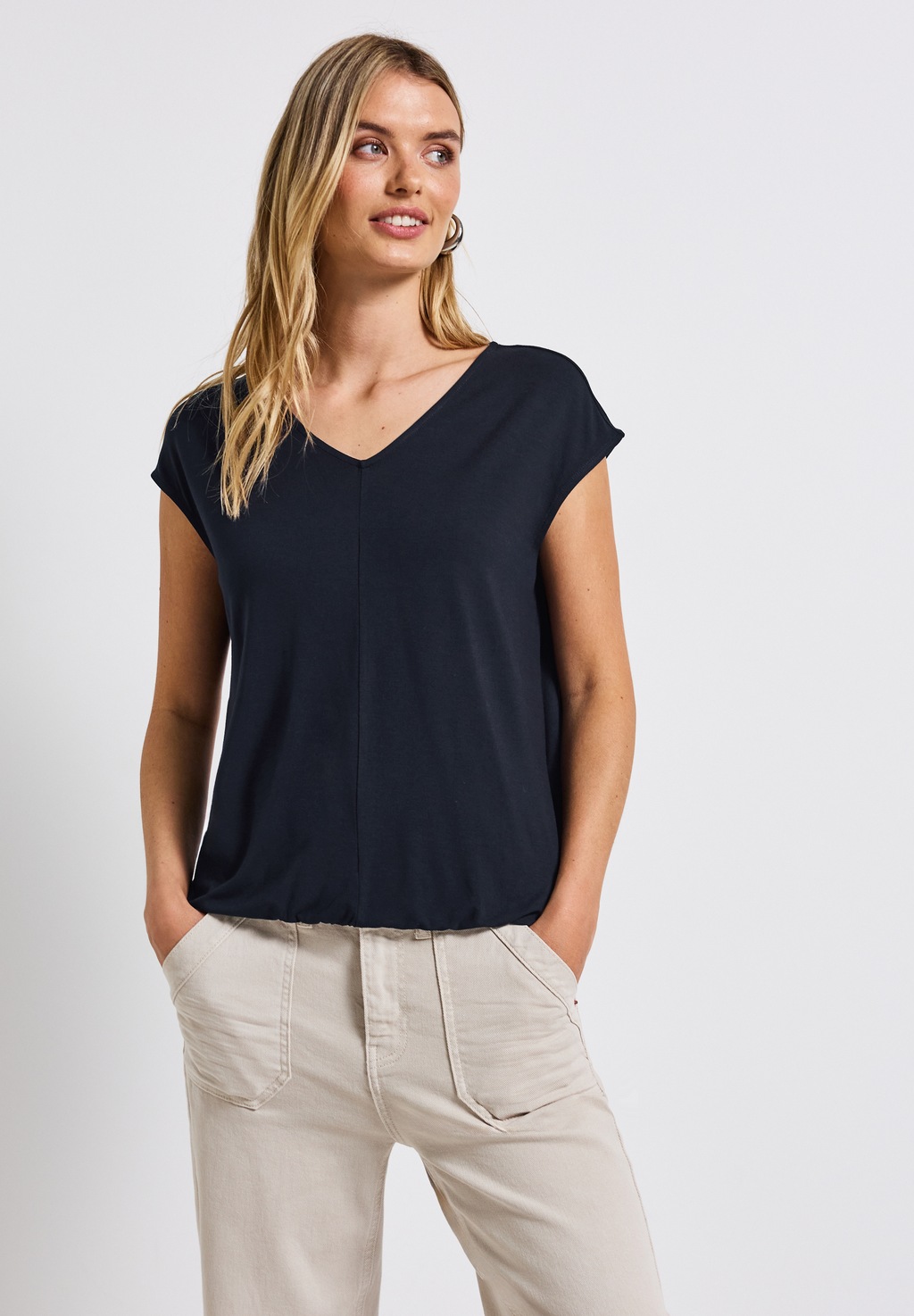 STREET ONE T-Shirt, bestehend aus einem Materialmix günstig online kaufen