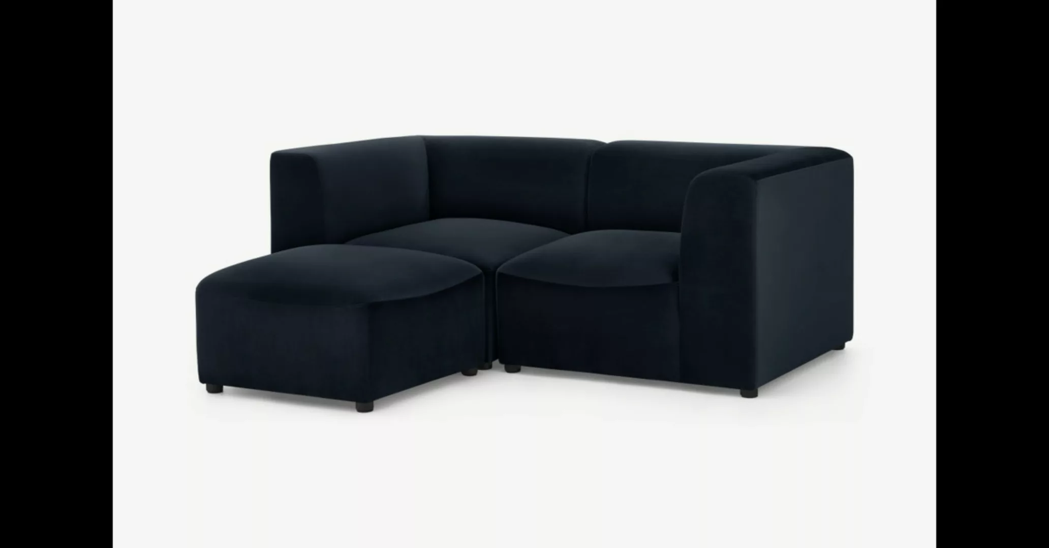 Juno modulares 2-Sitzer Sofa mit Hocker, Samt in Abendblau - MADE.com günstig online kaufen