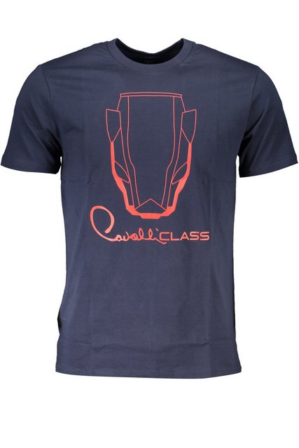 Cavalli Class T-Shirt Herren Regular Fit T-Shirt Blau mit Aufdruck und günstig online kaufen