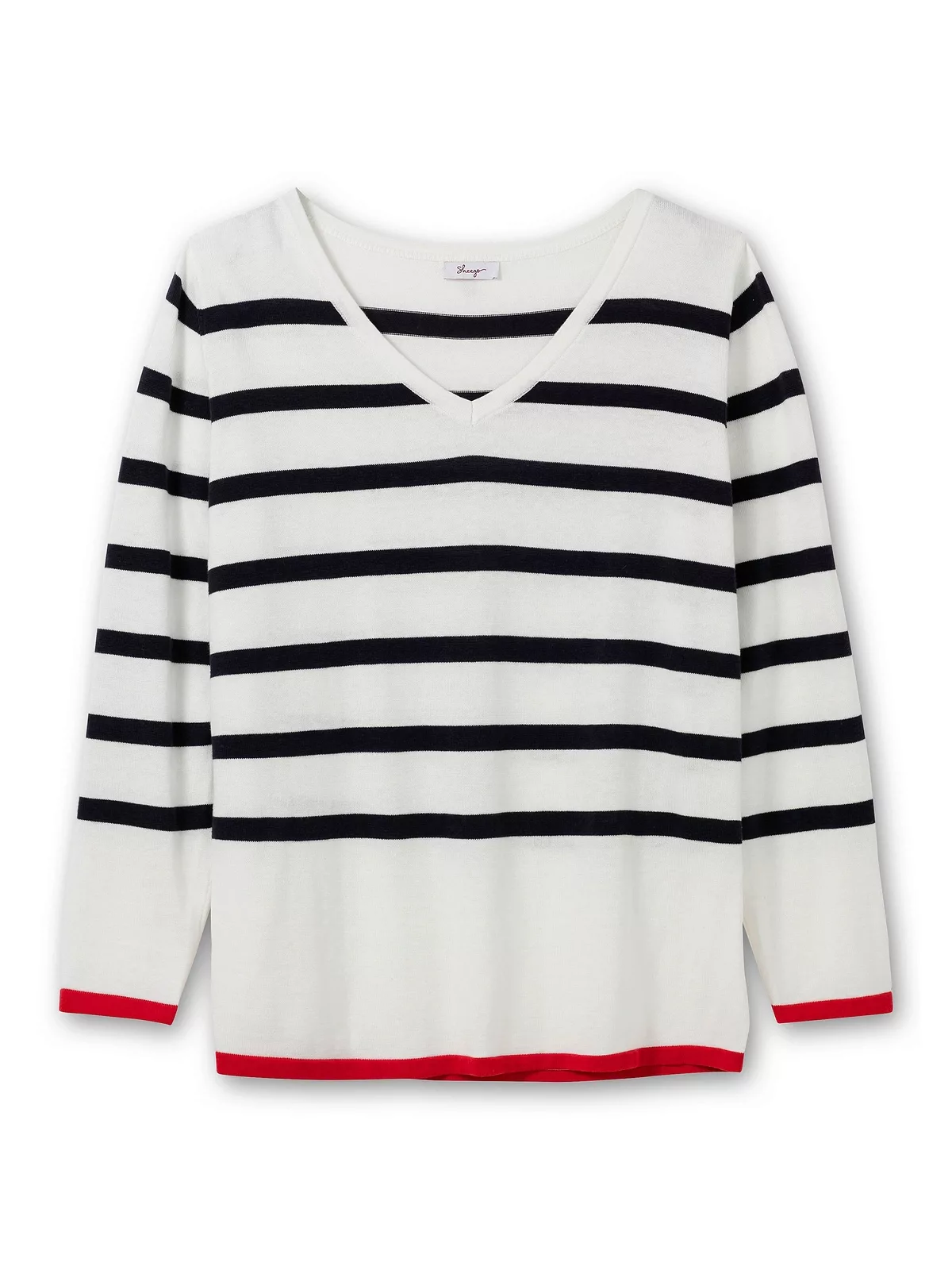 Sheego V-Ausschnitt-Pullover "Große Größen", mit Streifen, im Baumwollmix günstig online kaufen