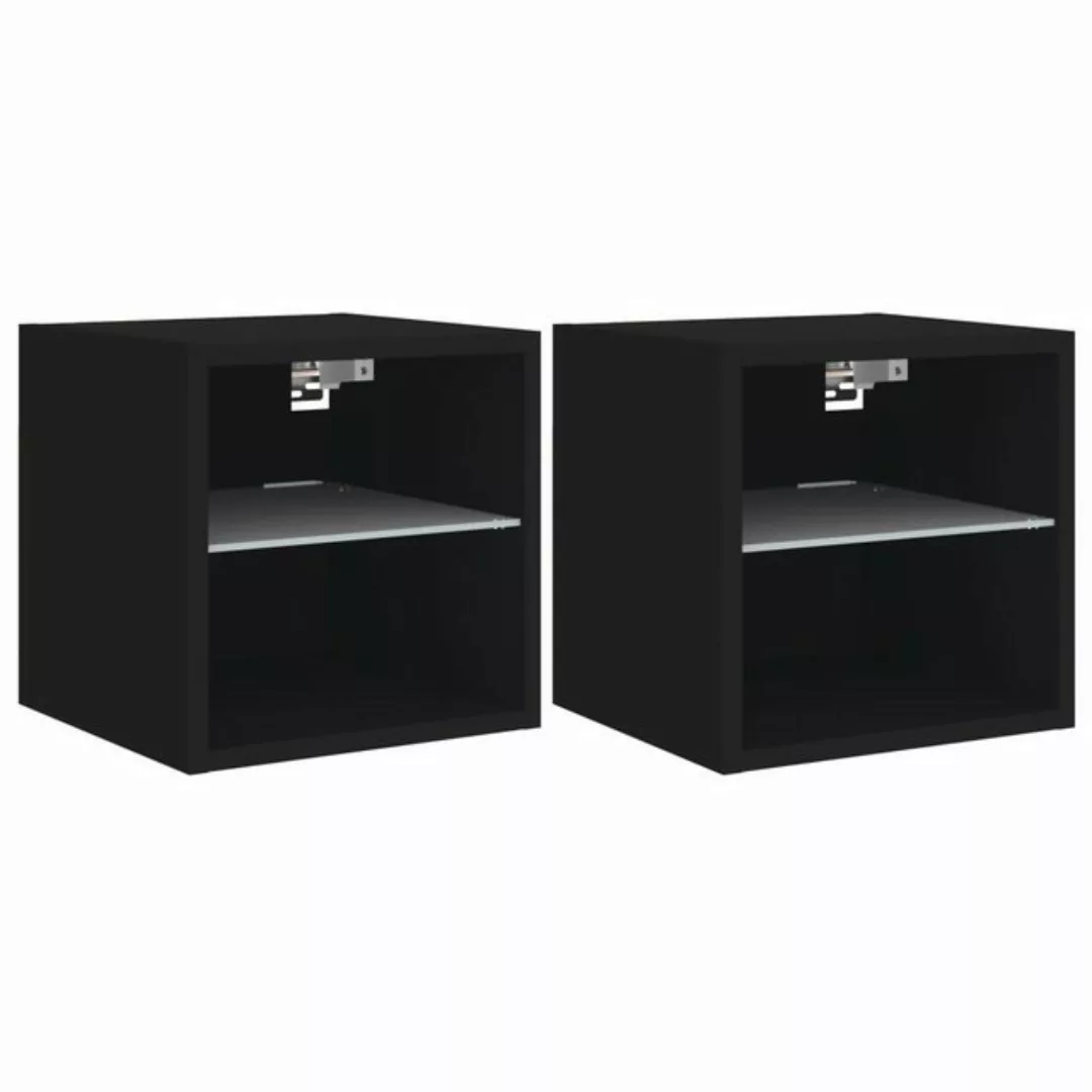 vidaXL Hängeschrank Wandschränke mit LED Leuchten 2 Stk Schwarz 30x28,5x30 günstig online kaufen