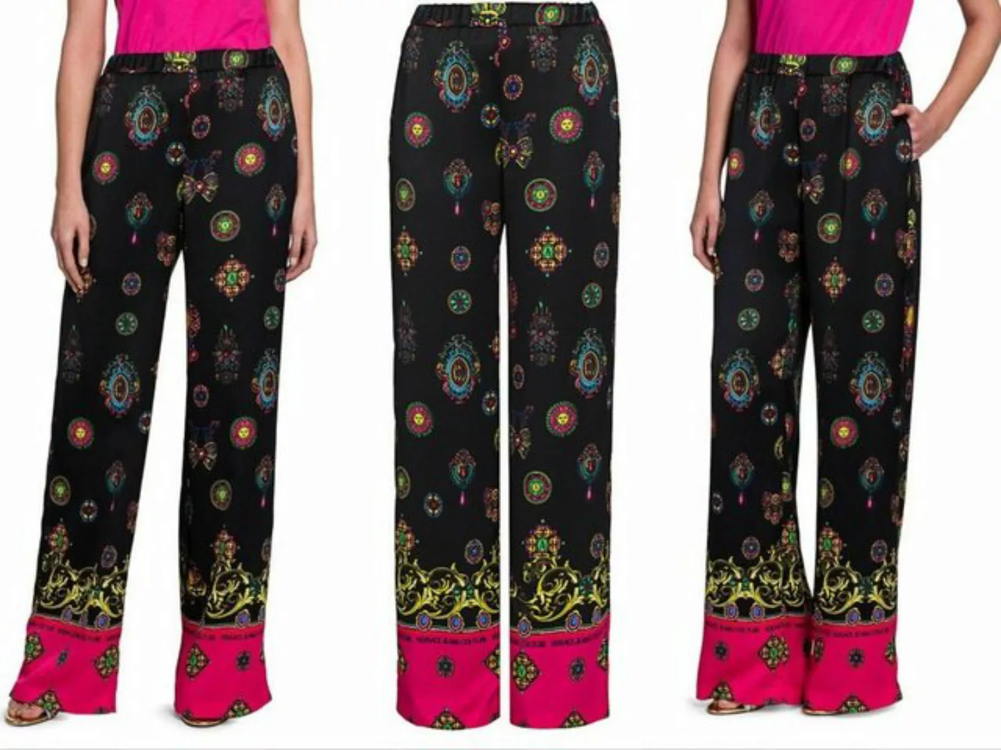 Versace Relaxhose Versace Jeans Couture Printed Wide Leg Pants Trousers Pan günstig online kaufen