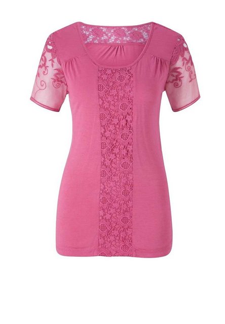 heine T-Shirt LINEA TESINI Damen Designer-Jerseyshirt m. Spitze, himbeere günstig online kaufen