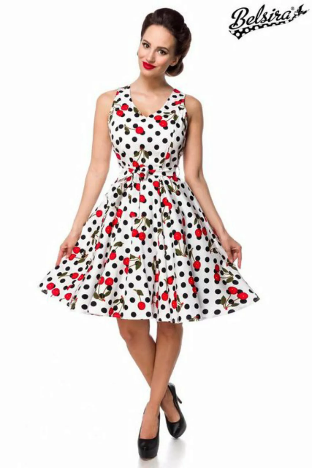 BELSIRA Sommerkleid Retro Kleid Cherry mit Kirschen Cocktailkleid Rockabill günstig online kaufen