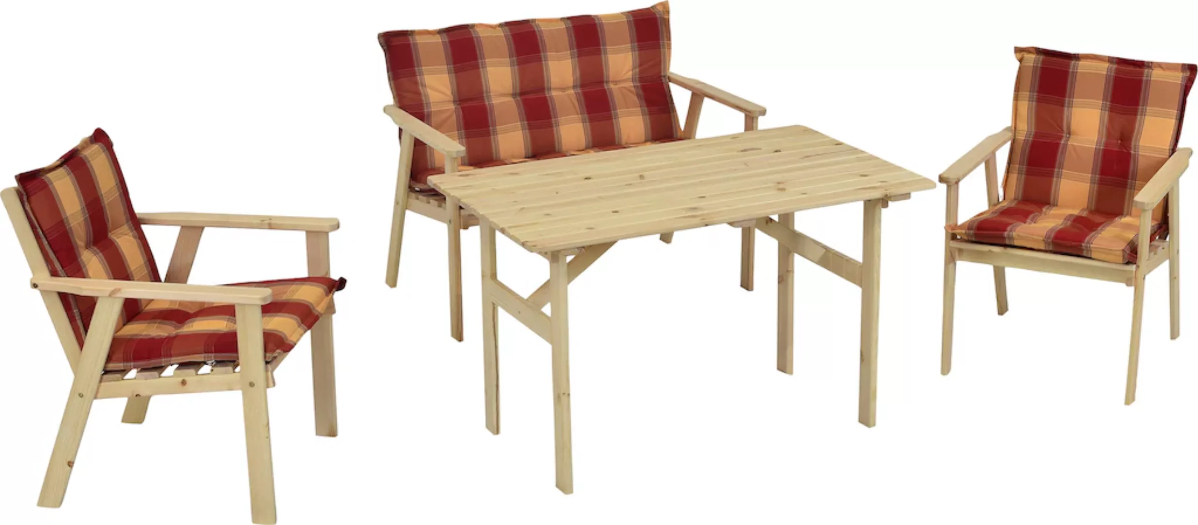 MERXX Garten-Essgruppe "Sylt", (7 tlg., 2x Sessel, 1x Bank, 1x Tisch, inkl. günstig online kaufen