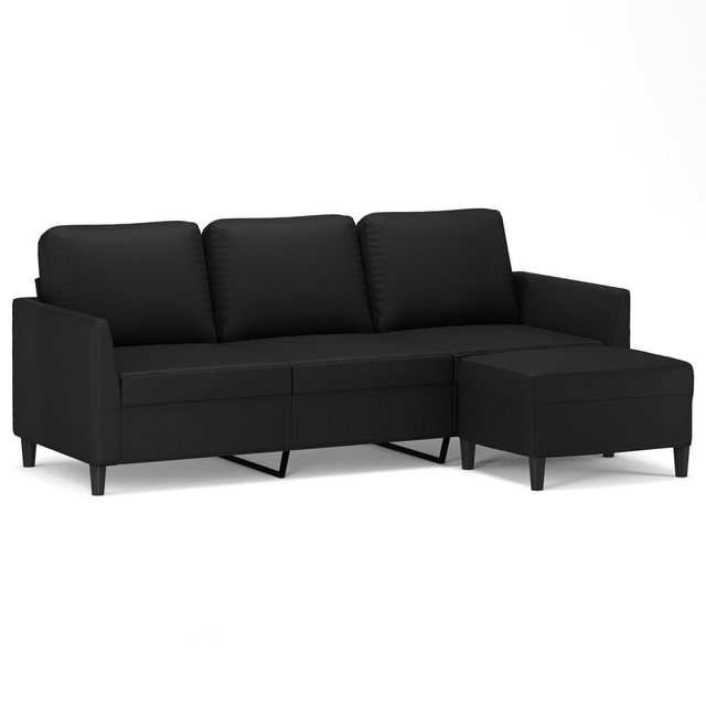 vidaXL Sofa, 3-Sitzer-Sofa mit Hocker Schwarz 180 cm Kunstleder günstig online kaufen