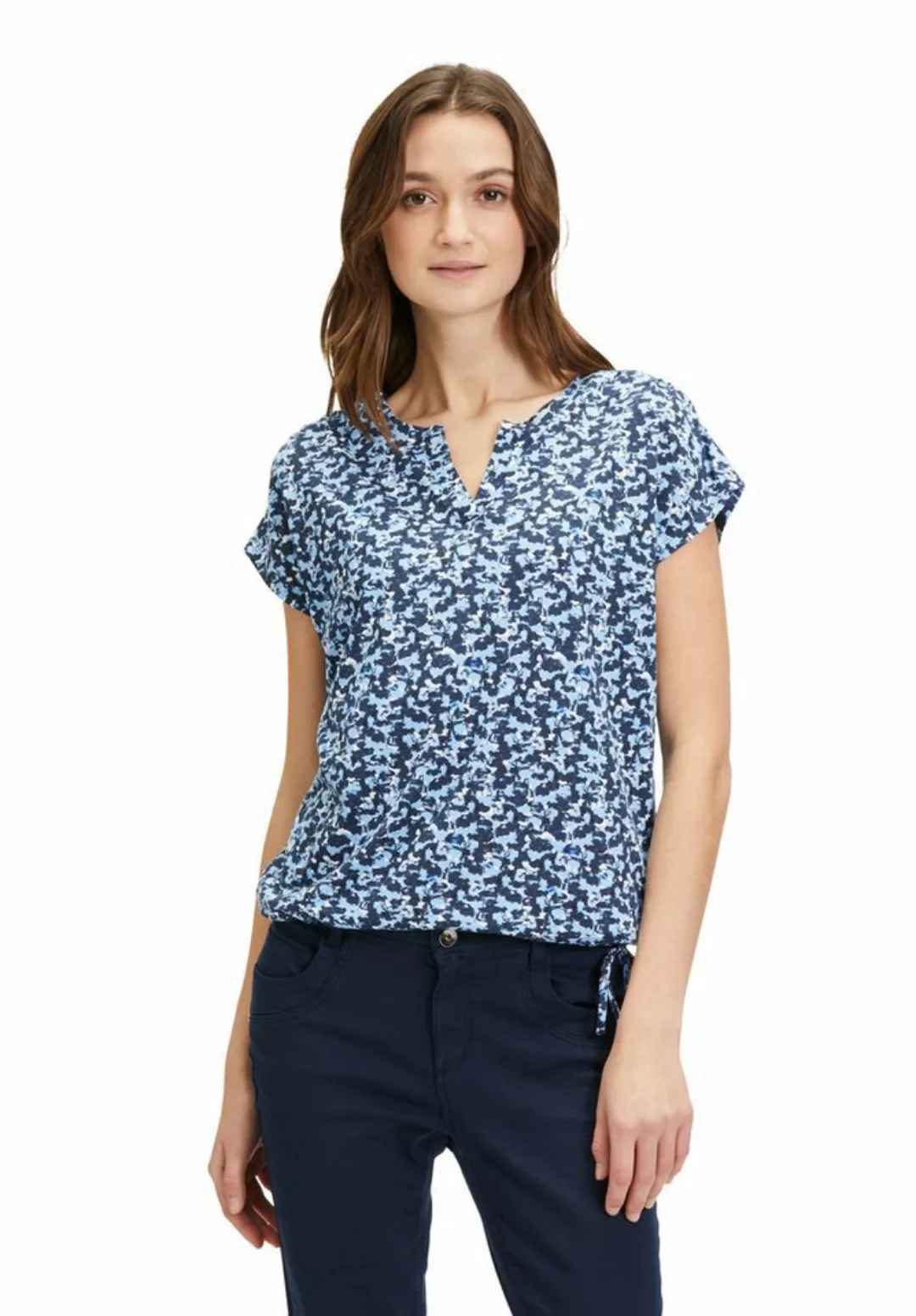 Betty&Co Kurzarmshirt Betty & Co Casual-Shirt mit Tunnelzug (1-tlg) Druck günstig online kaufen