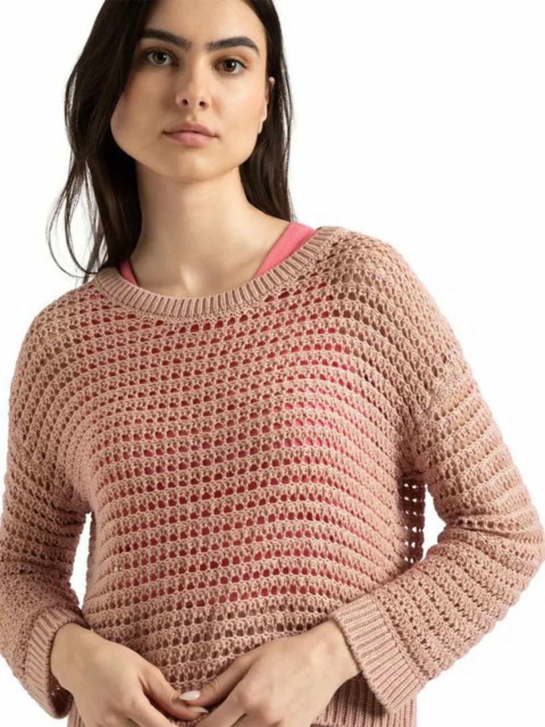 Ajour Pullover, powder rose, Sommer-Kollektion günstig online kaufen