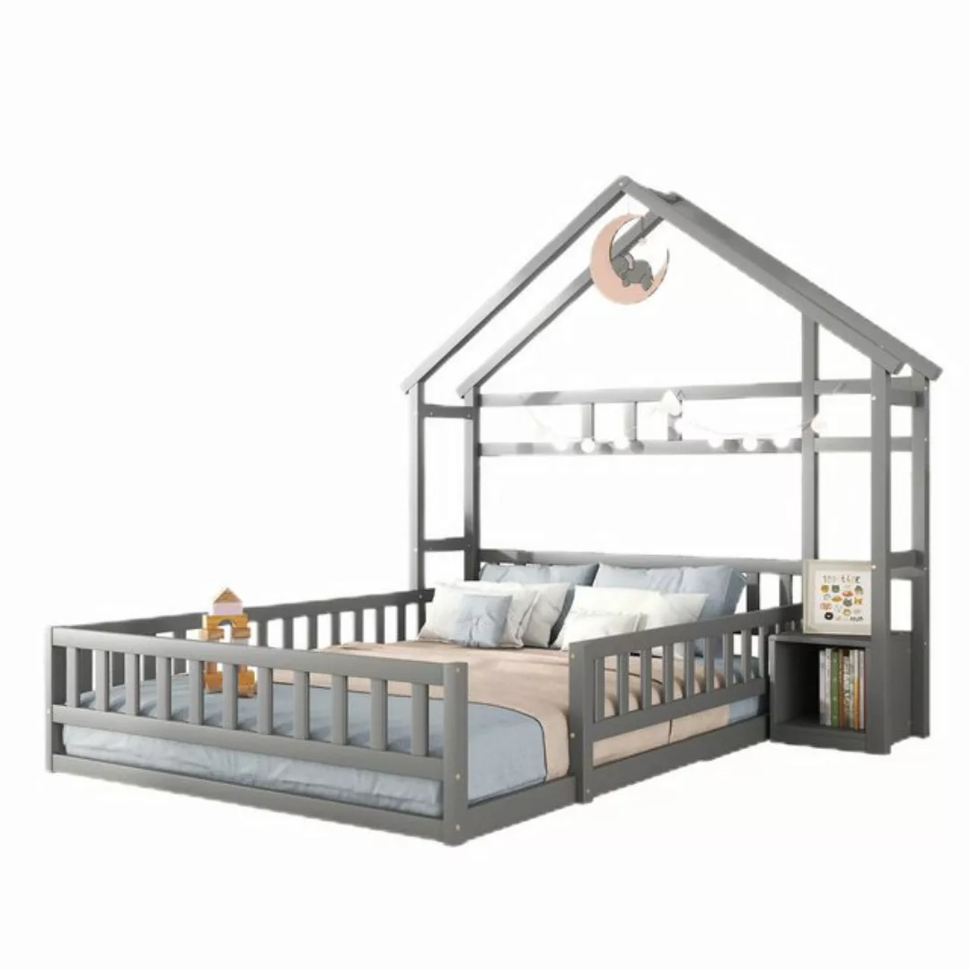 Ulife Kinderbett Hausbett Doppelbett Holzbett Flachbett aus Kiefernholz, Hz günstig online kaufen