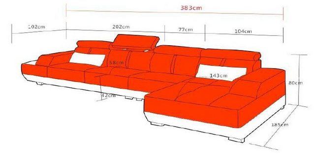 Xlmoebel Sofa XXL Eckgarnitur in L-Form für das Wohnzimmer mit Polsterung u günstig online kaufen