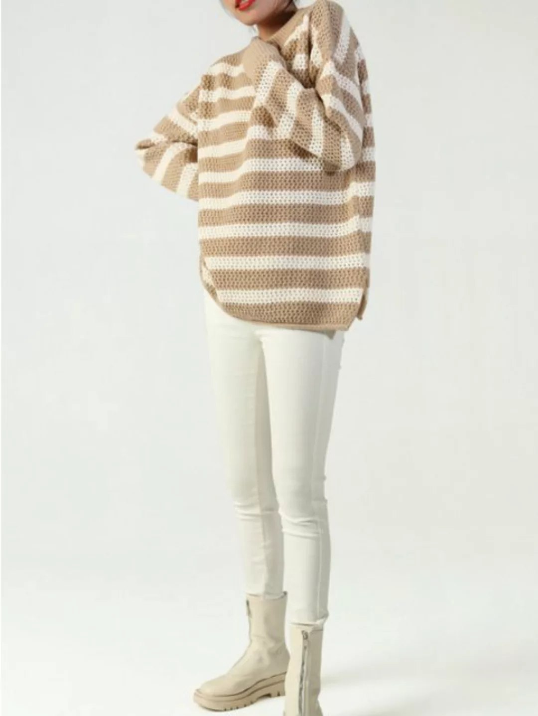 ANNIS Fashion & Accessoires Strickpullover "HANNAH" (1-tlg) Waffelmuster, E günstig online kaufen