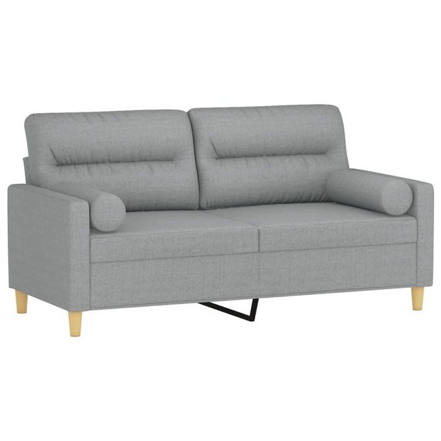 vidaXL Sofa 2-Sitzer-Sofa mit Zierkissen Hellgrau 140 cm Stoff günstig online kaufen