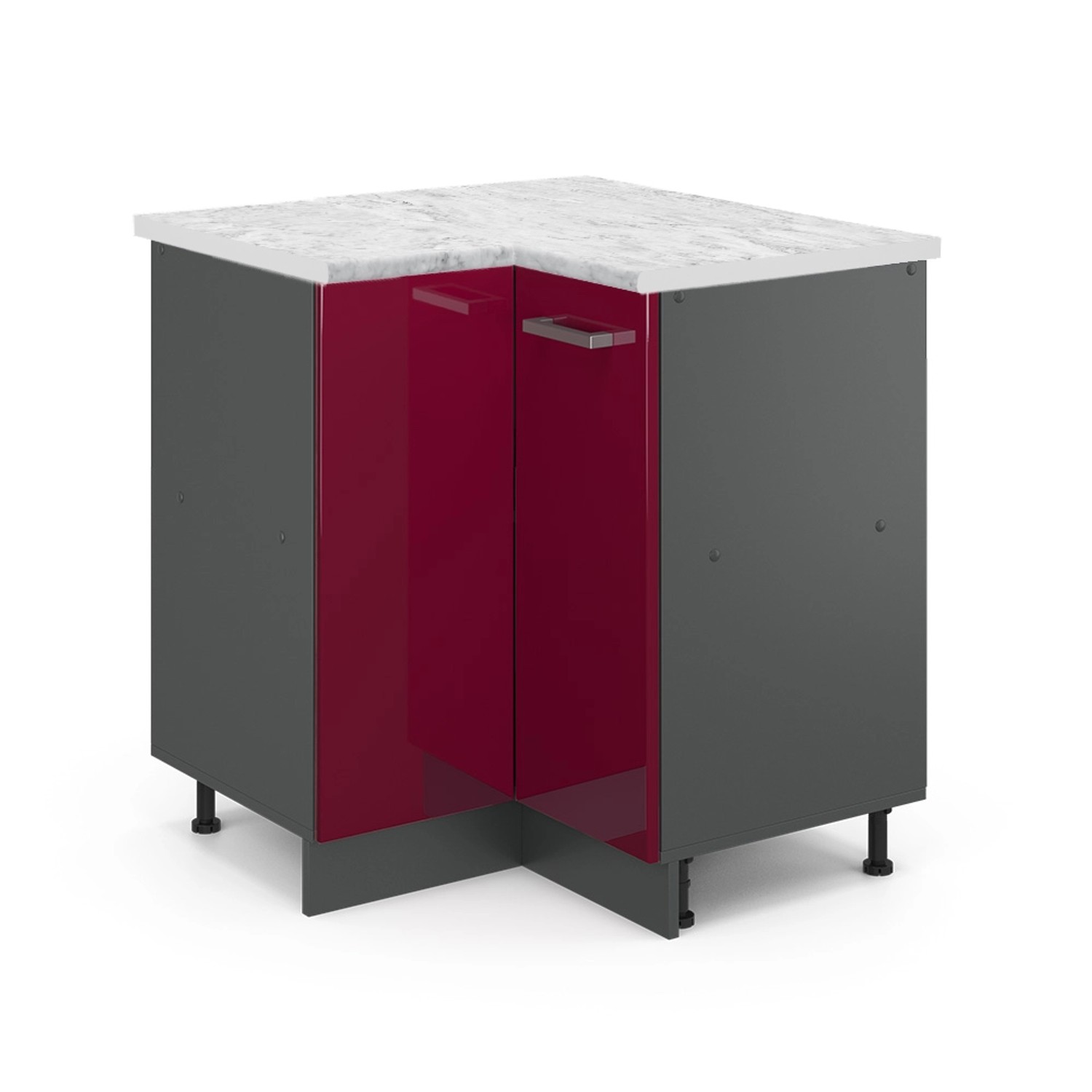 Vicco Eckunterschrank R-Line, Bordeaux Hochglanz/Anthrazit, 75.6 günstig online kaufen