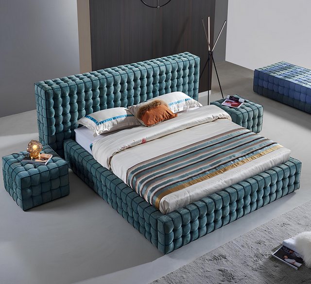 Xlmoebel Bett Neues Designer-Doppelbett mit luxuriösem Türkis im Schlafzimm günstig online kaufen