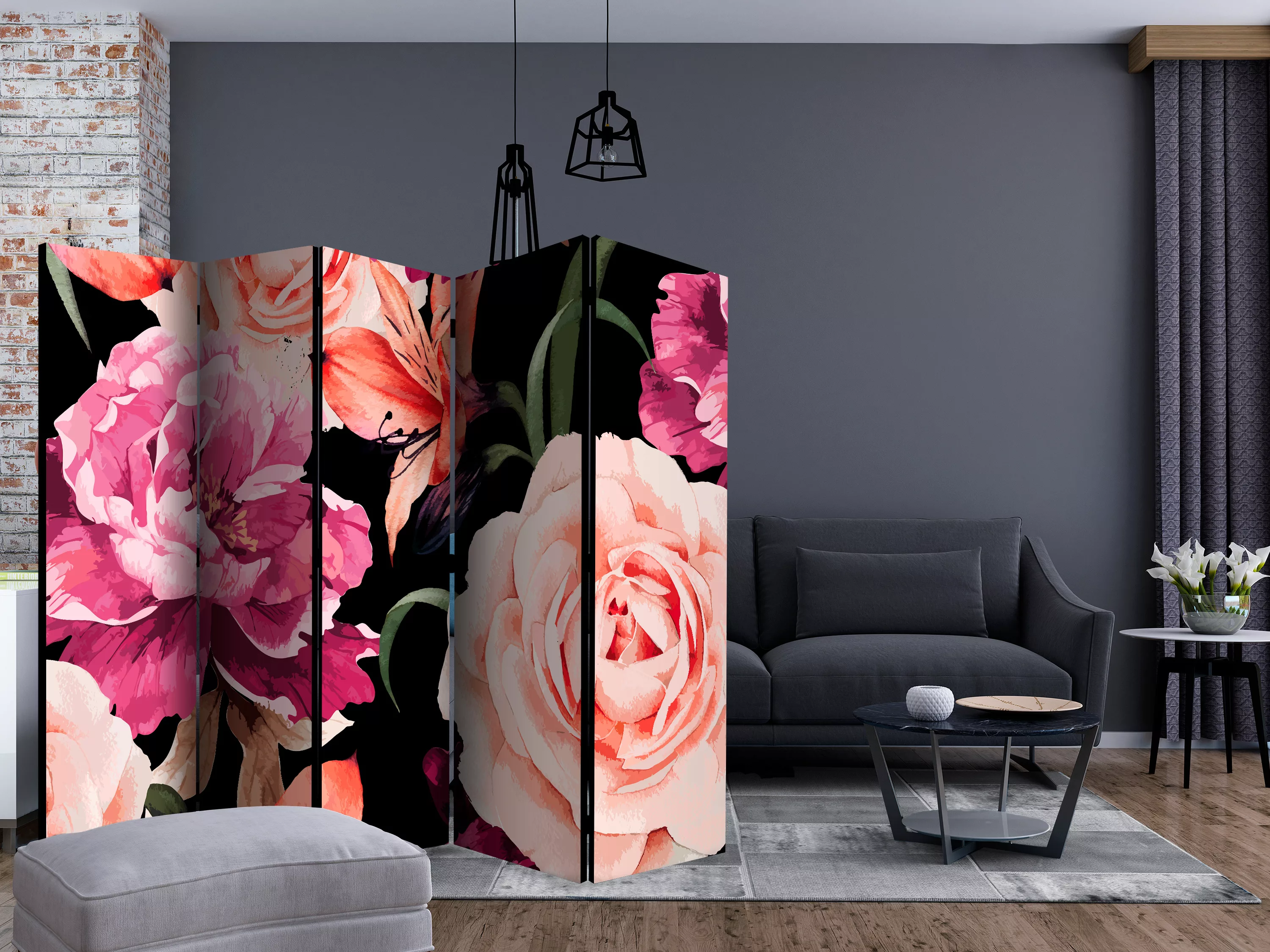 5-teiliges Paravent - Roses Of Love Ii [room Dividers] günstig online kaufen