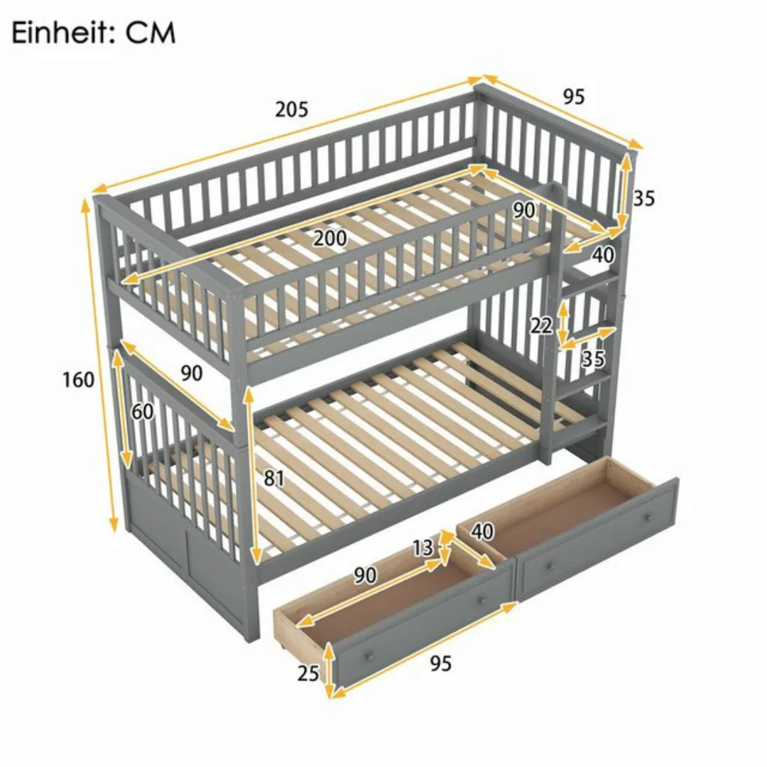 Ulife Etagenbett Cabrio-Betten Kinderbett in 2 Einzelbetten umwandelbar, 2 günstig online kaufen