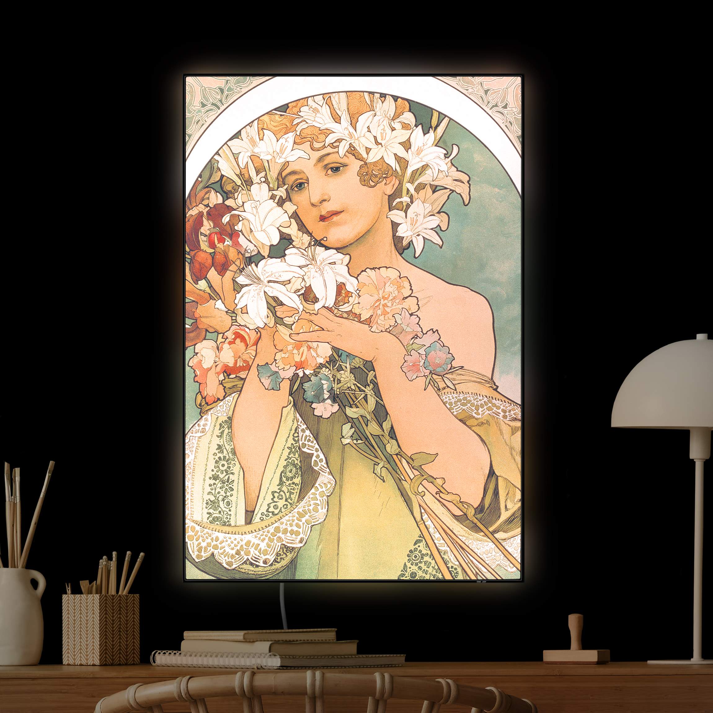 LED-Wechselbild Alfons Mucha - Blume günstig online kaufen