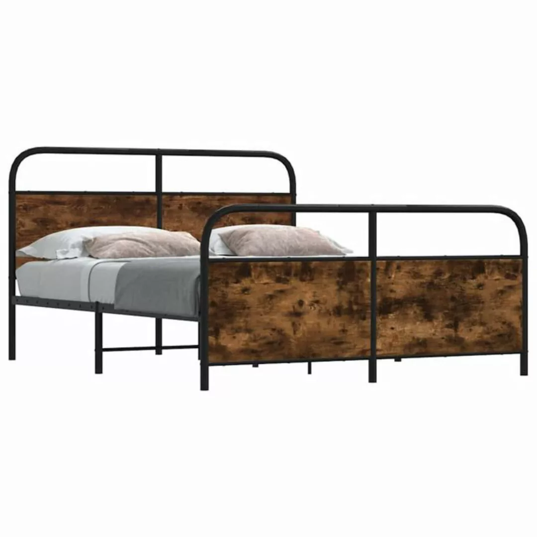 vidaXL Bett, Metallbett ohne Matratze Räuchereiche 183x213 cm günstig online kaufen