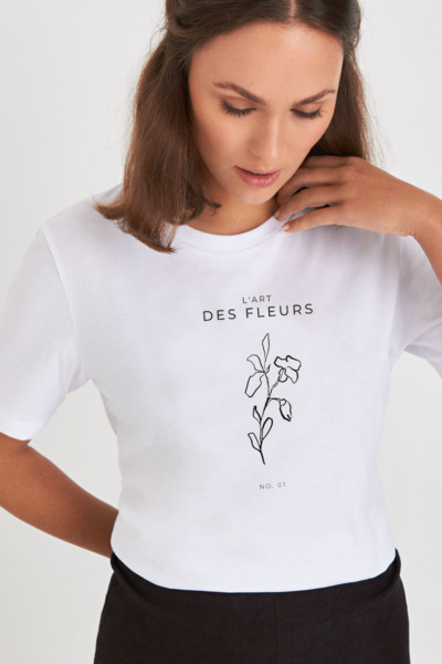 Bio-baumwolle - Klassisches Shirt / Gots Druck - L´ Art Des Fleurs günstig online kaufen