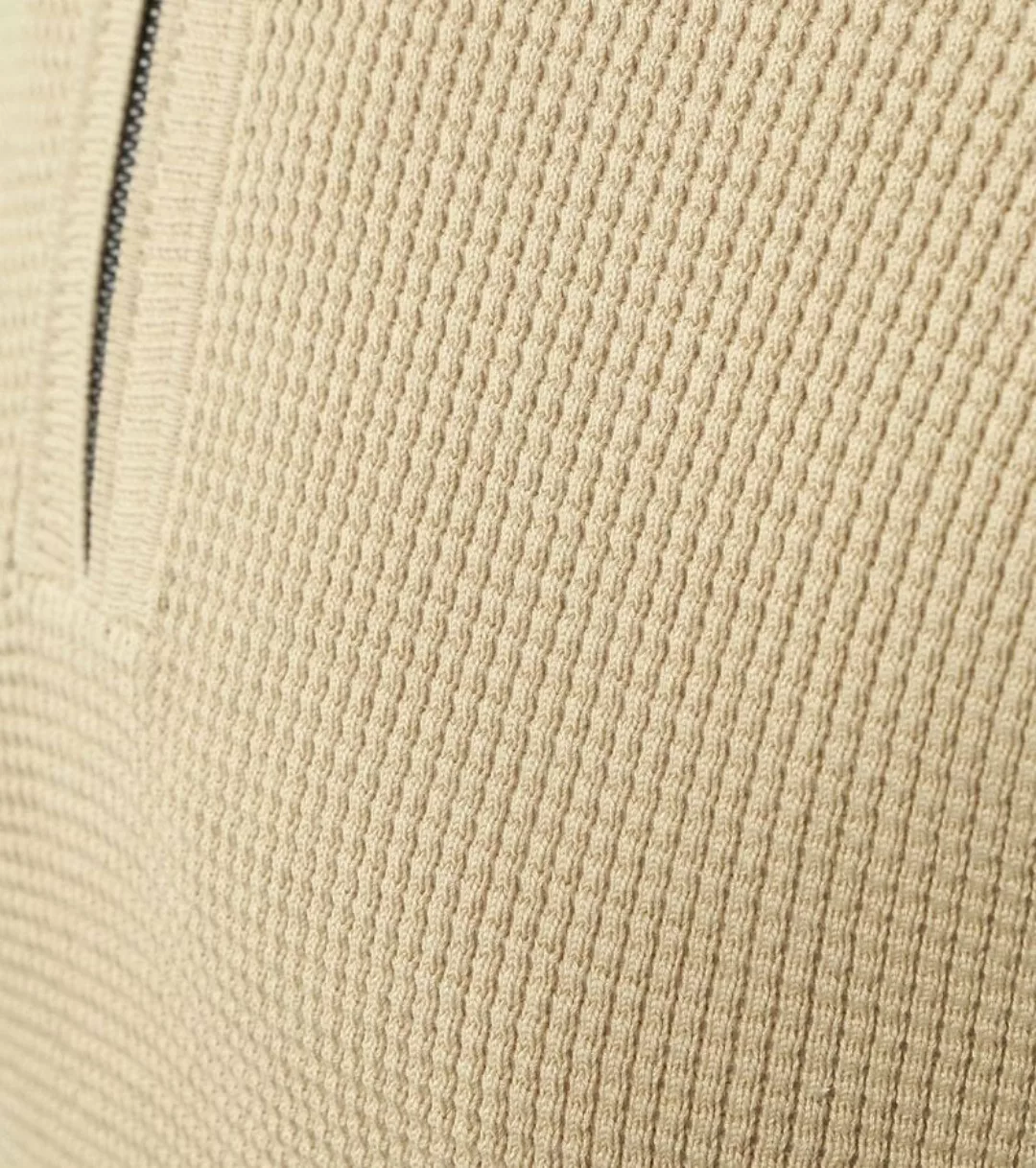 No Excess Halfzip Pullover Struktur Melange Beige - Größe M günstig online kaufen