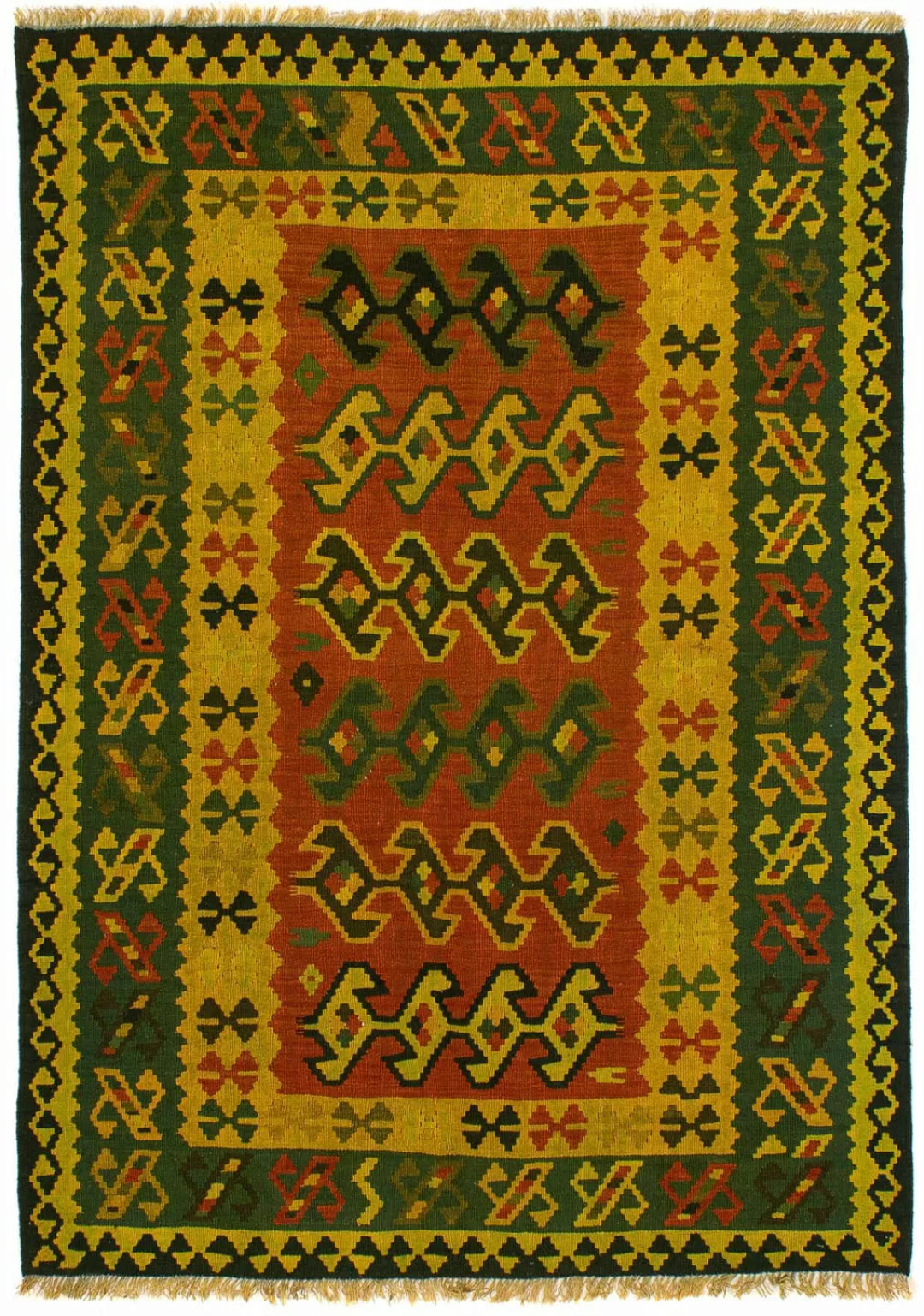 morgenland Wollteppich »Kelim - Oriental - 208 x 150 cm - dunkelgrün«, rech günstig online kaufen