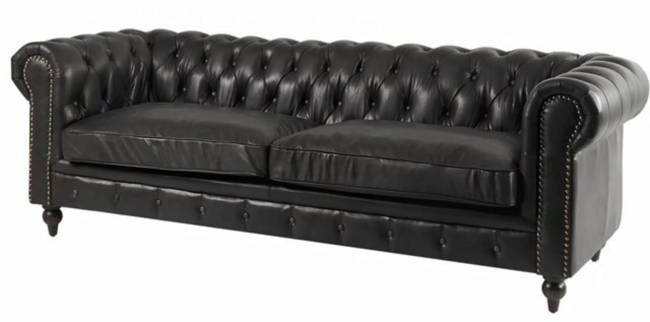 Xlmoebel Sofa 3-Sitzer Chesterfield Sofa aus modernem Leder-Faser-Echtholz, günstig online kaufen