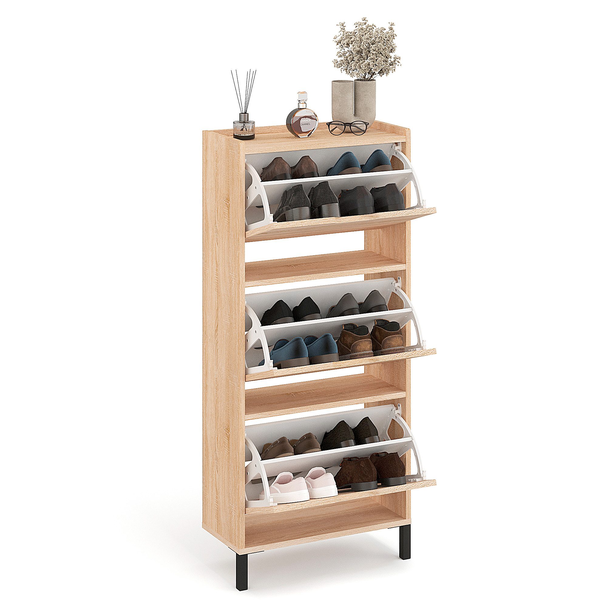 KOMTO Schuhschrank Madrid 3 Schmal Schuhregal günstig online kaufen