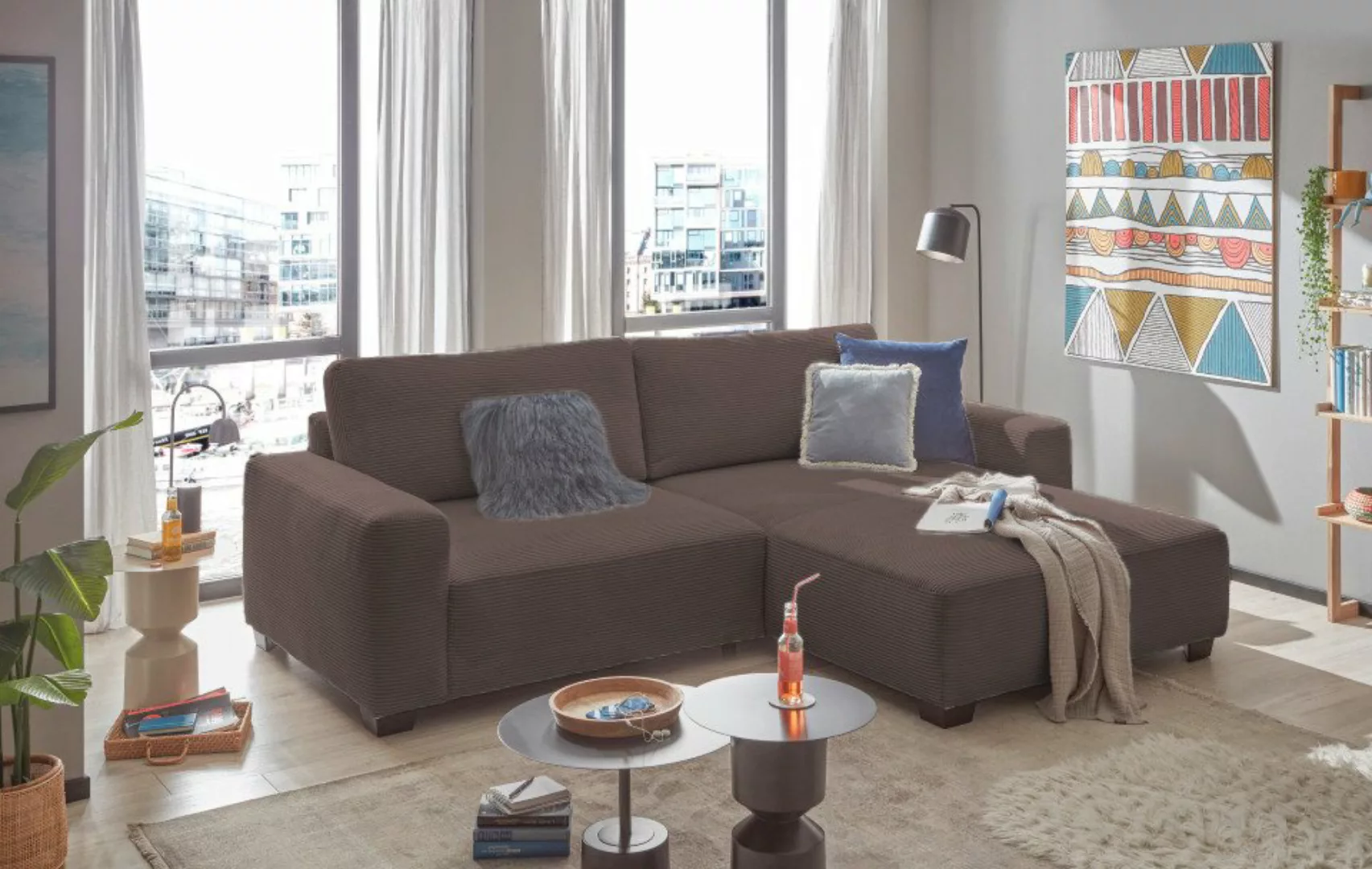 ED EXCITING DESIGN Ecksofa Elba, Cord Bezug, beidseitig montierbar, frei im günstig online kaufen