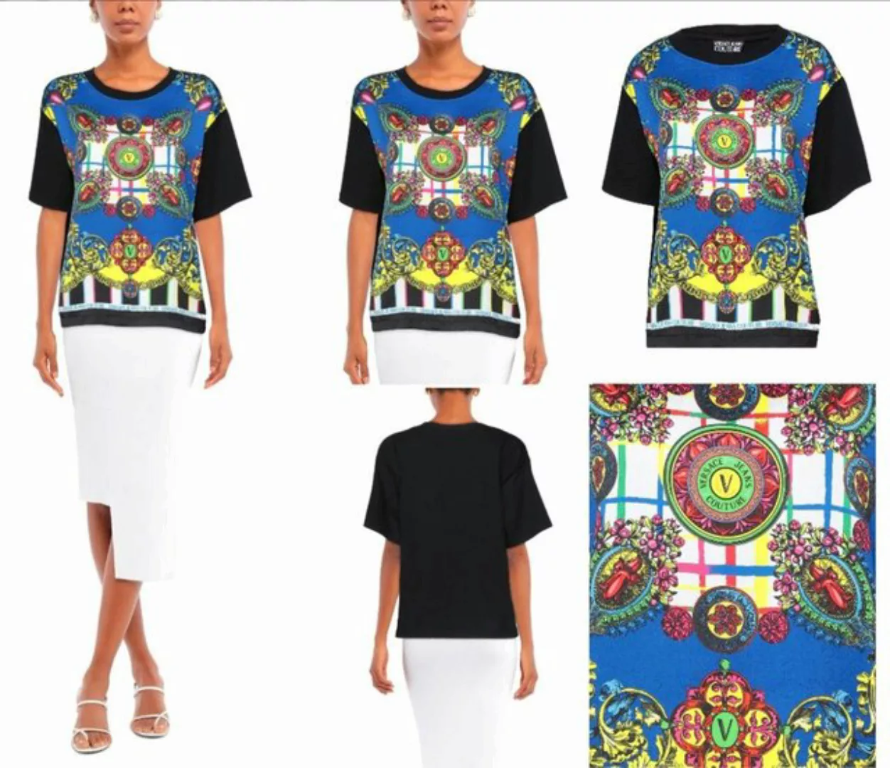 Versace T-Shirt VERSACE JEANS COUTURE PATTERNED Barock Top Bluse Shirt Over günstig online kaufen