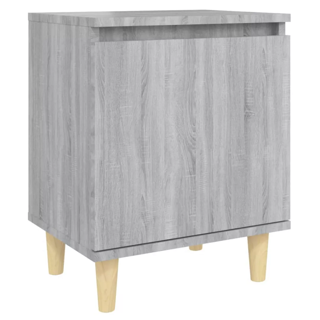 Vidaxl Nachttisch Mit Massivholz-beinen Grau Sonoma 40x30x50 Cm günstig online kaufen