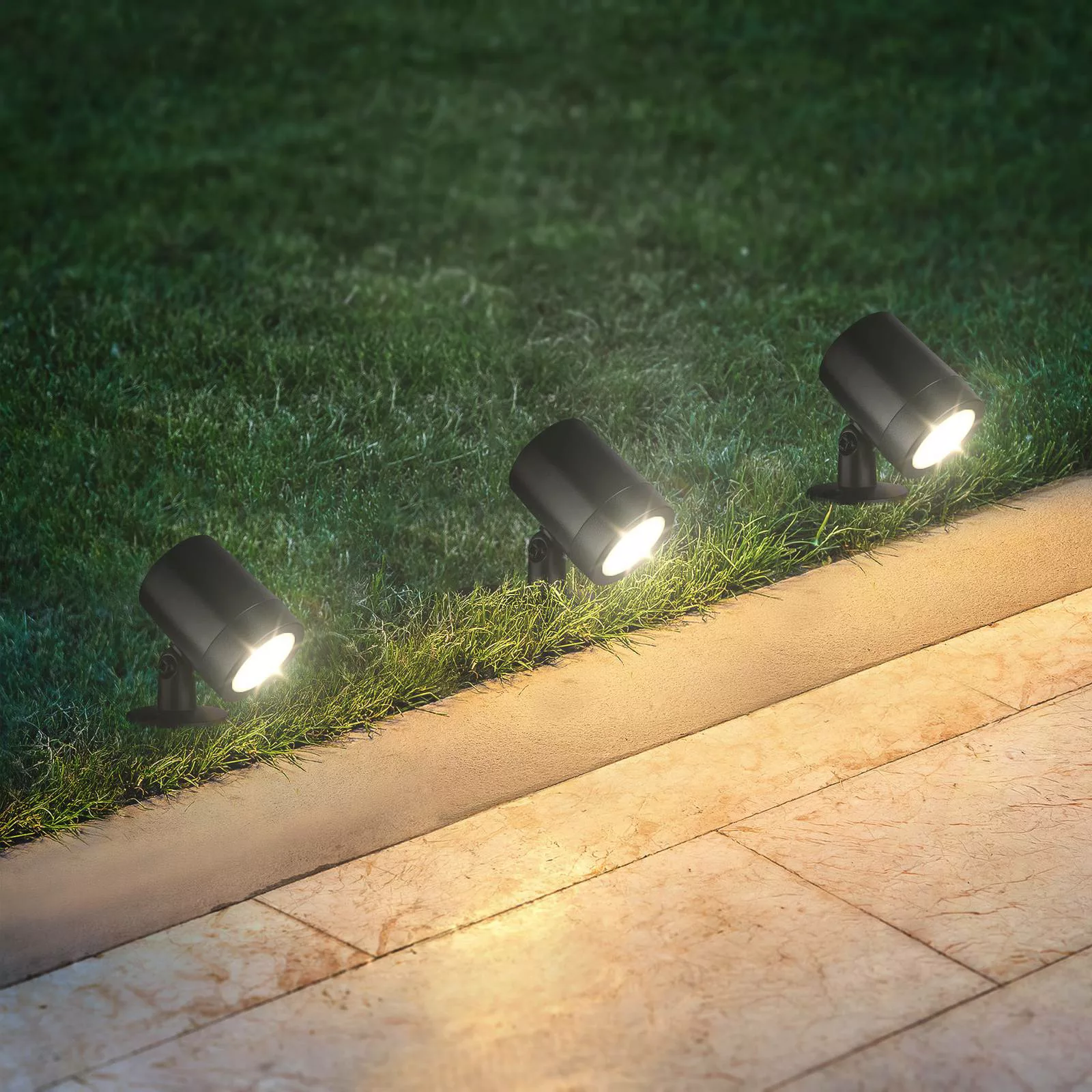 Brilo LED Gartenspieß-Set Ples IP54 Staub- Spritzschutz Schwenkbar Schwarz günstig online kaufen