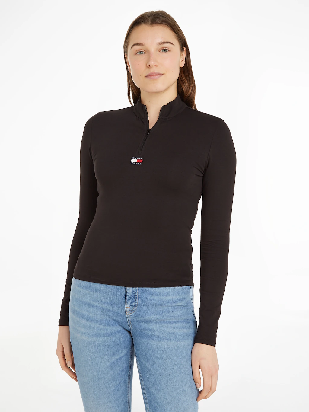 Tommy Jeans Langarmshirt "TJW XS BADGE 1/4 ZIP MOCKNECK LS" günstig online kaufen