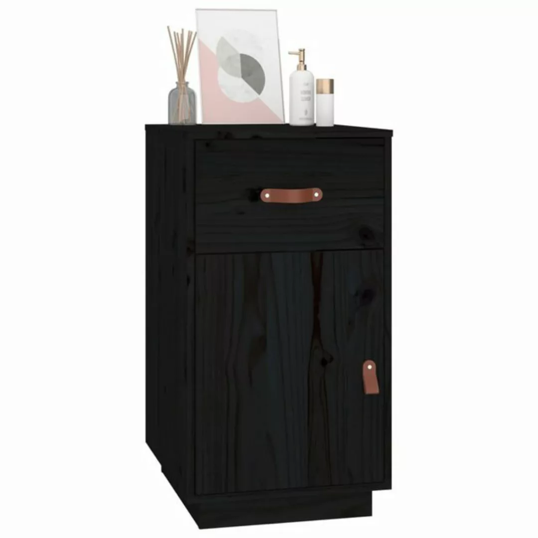 vidaXL Aktenschrank Schreibtisch-Schrank Schwarz 40x50x75 cm Massivholz Kie günstig online kaufen