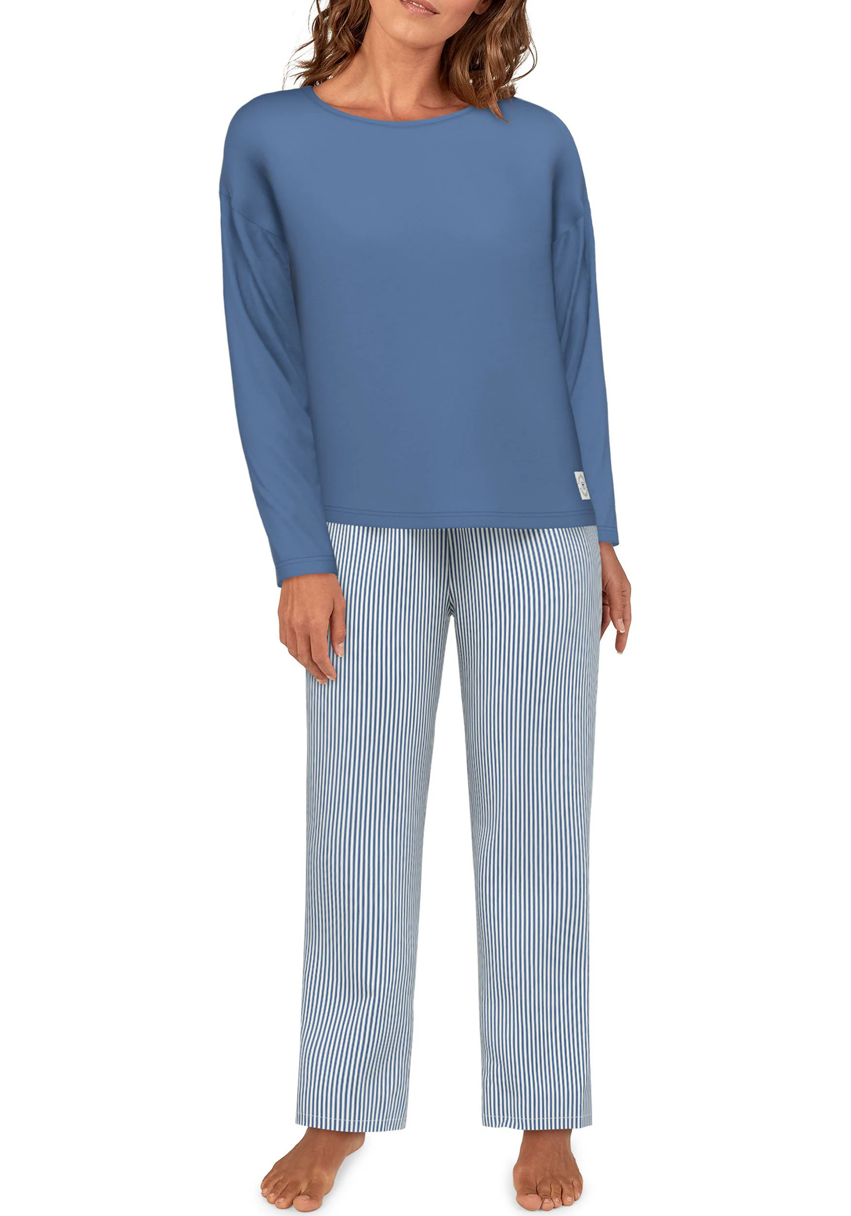 TOM TAILOR Pyjama "Positivism", (2 tlg.), Streifendesign, Langarm, Rundhals günstig online kaufen