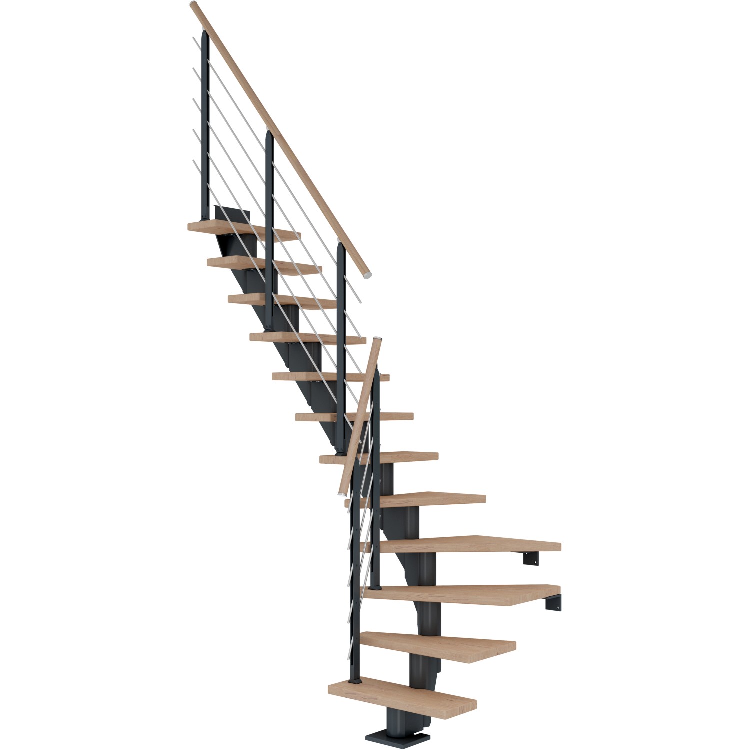 Dolle Mittelholmtreppe Frankfurt Eiche Weiß Anthrazit GH  279 cm 1/4 gew. 7 günstig online kaufen