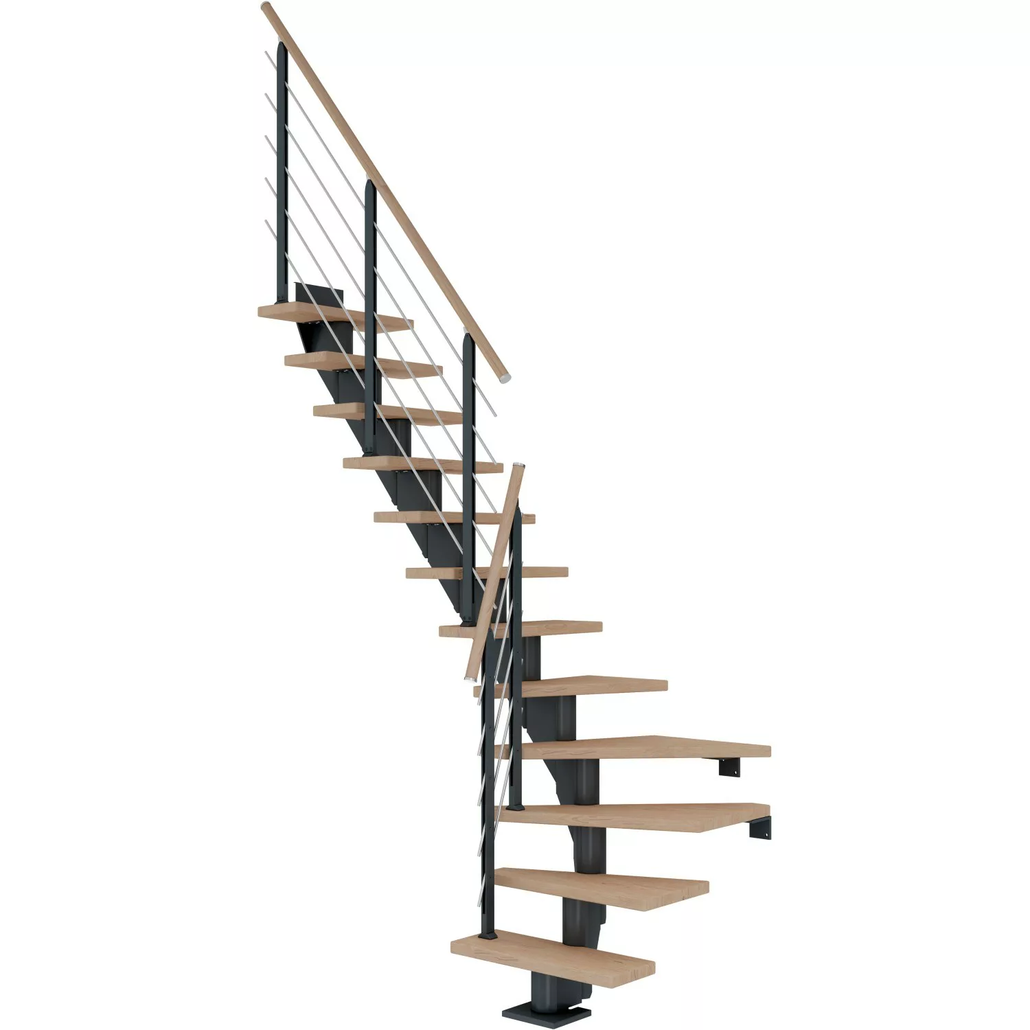 Dolle Mittelholmtreppe Frankfurt Eiche Weiß Anthrazit GH  258 cm 1/4 gew. 7 günstig online kaufen