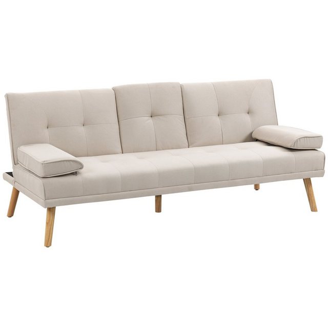 HOMCOM Schlafsofa 3-Sitzer Bettsofa mit klappbarem Tisch, Stoffsofa Leineno günstig online kaufen