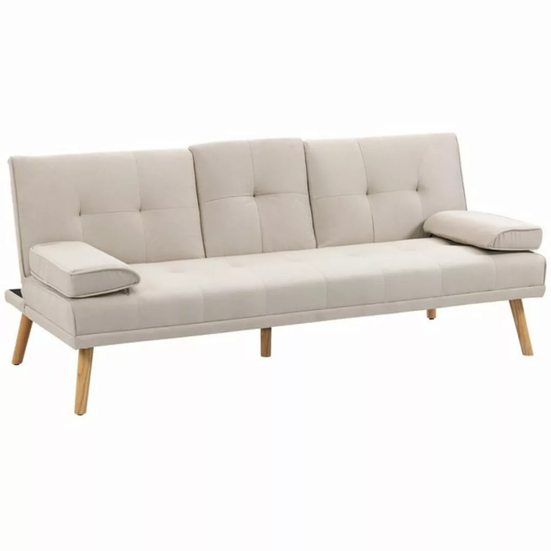 HOMCOM Schlafsofa, 3-Sitzer-Sofa, Bettsofa mit Klappbarem Tisch, Stoffsofa günstig online kaufen